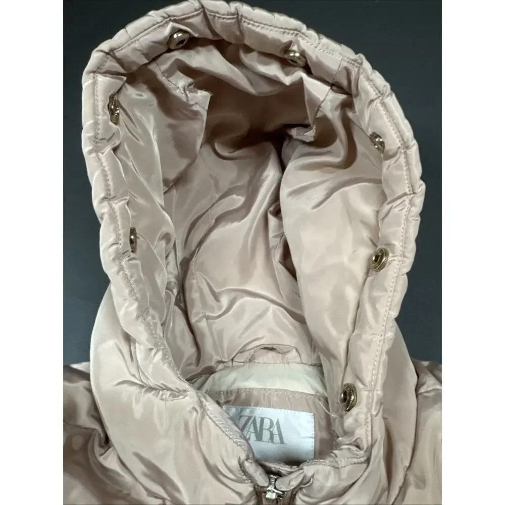 ZARA Girls Puffer Jacket Size 4-5 Years (110 cm) Light Pink Quilted Winter Coat